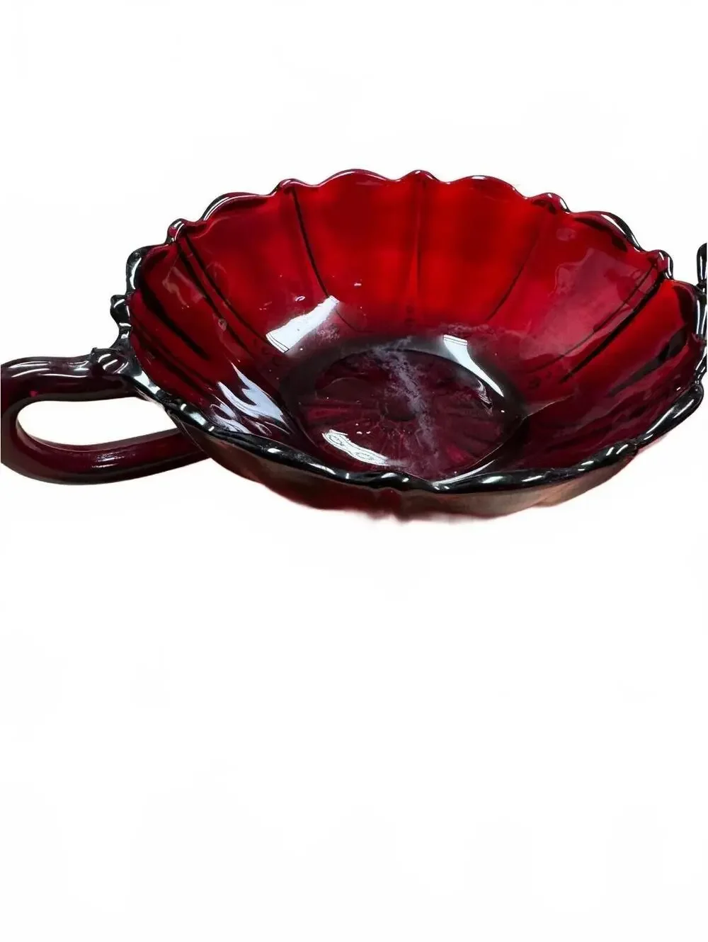 Anchor Hocking Oyster & Pearl Royal Ruby Handled Bowls Set of 2